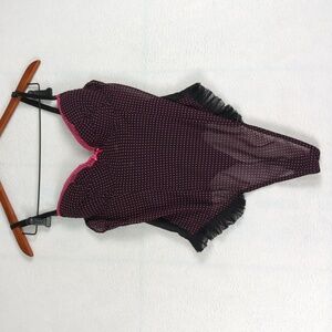 Ambrielle Polka‎ Dot Fringe Pinup Sexy One Piece Lingerie L